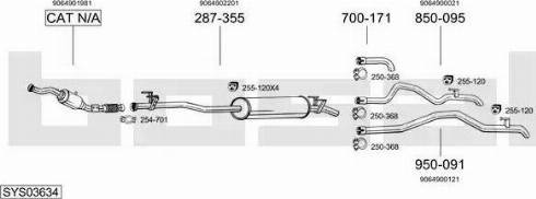 Bosal SYS03634 - Система випуску ОГ autocars.com.ua