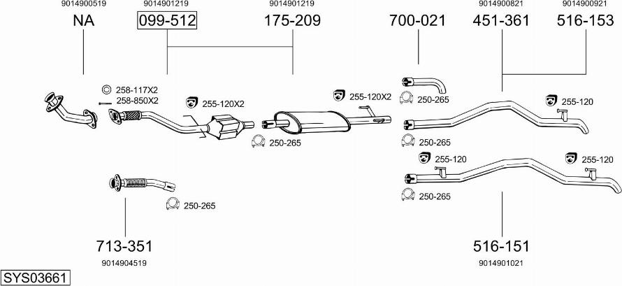 Bosal SYS03661 - Система випуску ОГ autocars.com.ua