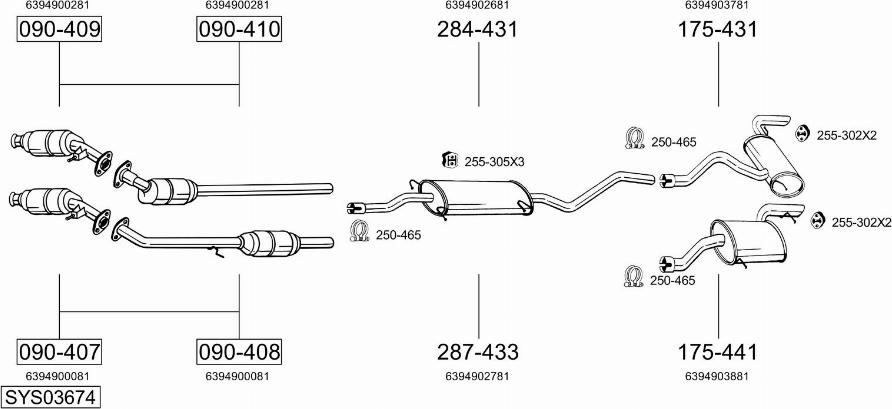 Bosal SYS03674 - Система випуску ОГ autocars.com.ua