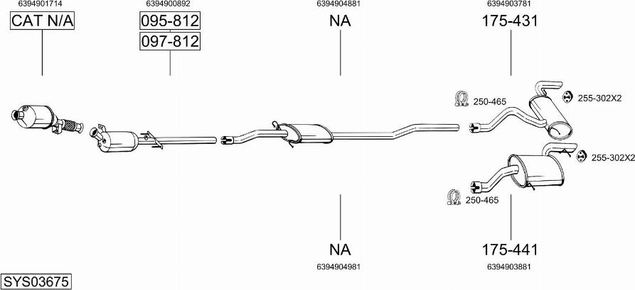 Bosal SYS03675 - Система випуску ОГ autocars.com.ua