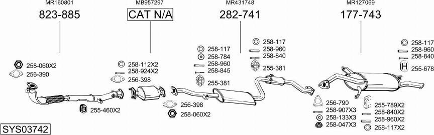 Bosal SYS03742 - Система випуску ОГ autocars.com.ua