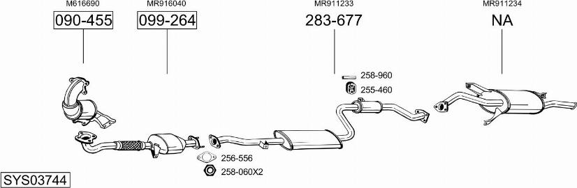 Bosal SYS03744 - Система выпуска ОГ avtokuzovplus.com.ua