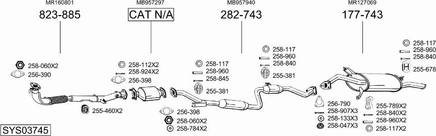 Bosal SYS03745 - Система випуску ОГ autocars.com.ua