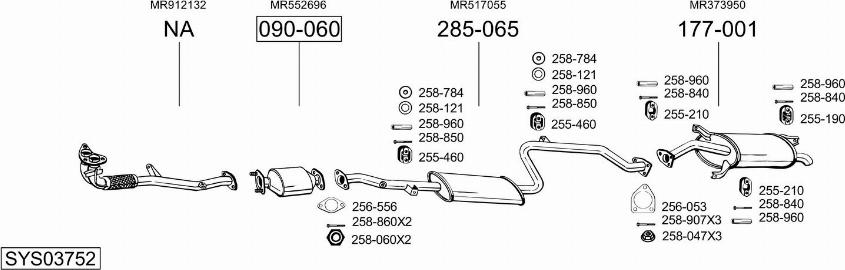 Bosal SYS03752 - Система випуску ОГ autocars.com.ua