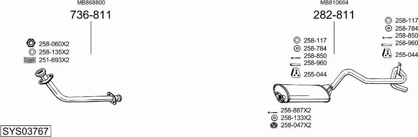 Bosal SYS03767 - Система випуску ОГ autocars.com.ua