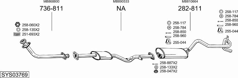 Bosal SYS03769 - Система випуску ОГ autocars.com.ua