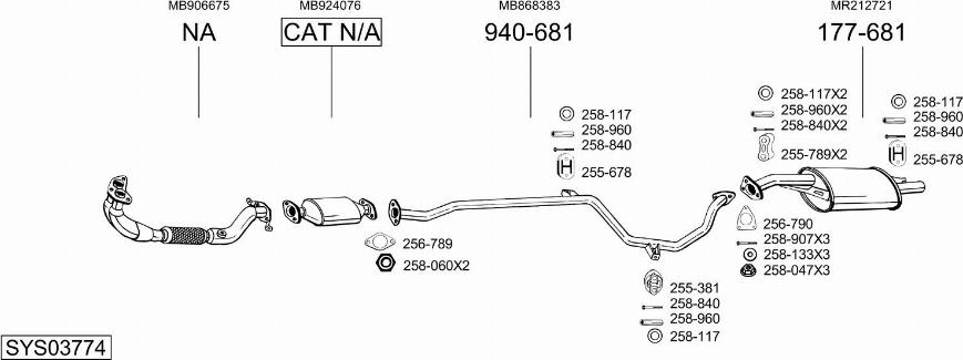 Bosal SYS03774 - Система випуску ОГ autocars.com.ua