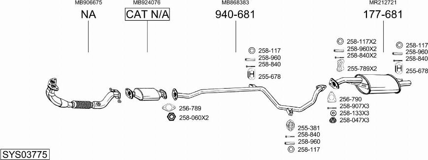 Bosal SYS03775 - Система випуску ОГ autocars.com.ua