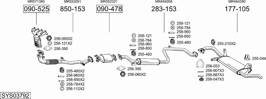 Bosal SYS03792 - Система випуску ОГ autocars.com.ua