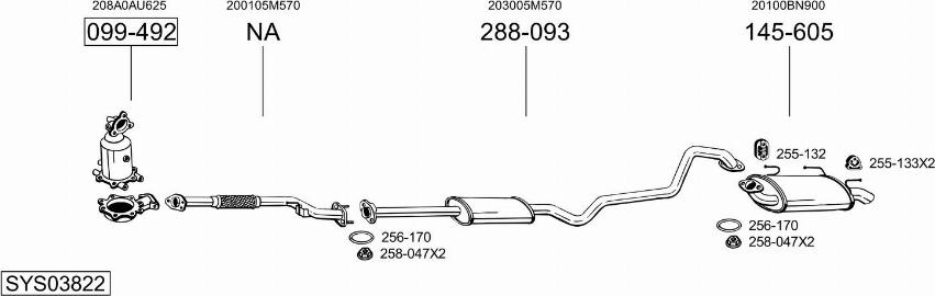 Bosal SYS03822 - Система випуску ОГ autocars.com.ua