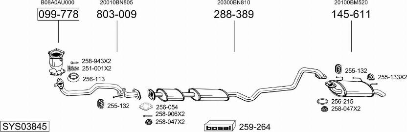 Bosal SYS03845 - Система випуску ОГ autocars.com.ua