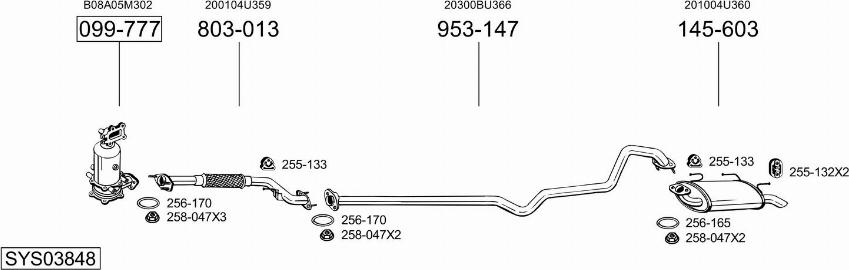 Bosal SYS03848 - Система випуску ОГ autocars.com.ua