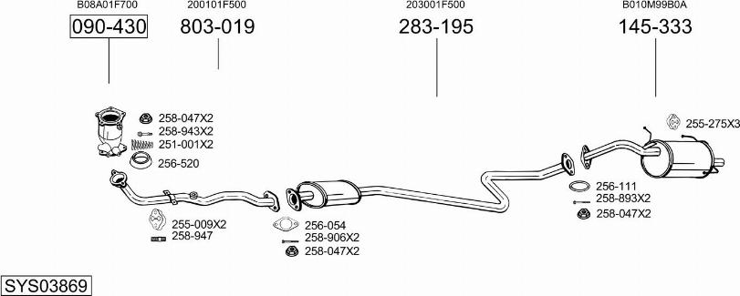 Bosal SYS03869 - Система випуску ОГ autocars.com.ua