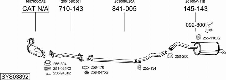 Bosal SYS03892 - Система випуску ОГ autocars.com.ua