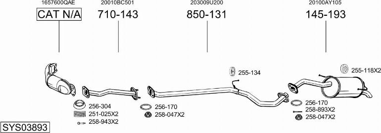 Bosal SYS03893 - Система випуску ОГ autocars.com.ua