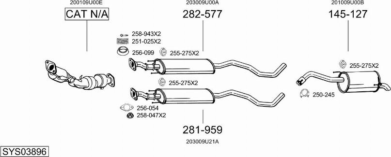 Bosal SYS03896 - Система випуску ОГ autocars.com.ua