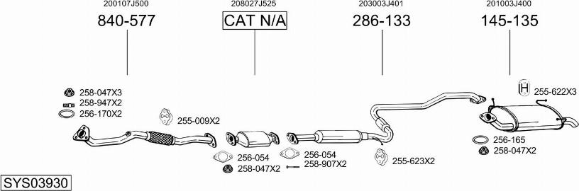 Bosal SYS03930 - Система випуску ОГ autocars.com.ua