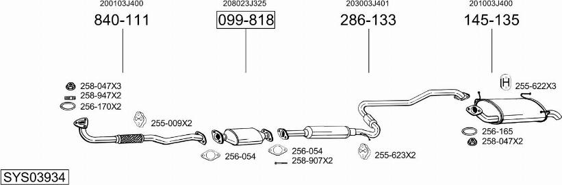 Bosal SYS03934 - Система випуску ОГ autocars.com.ua