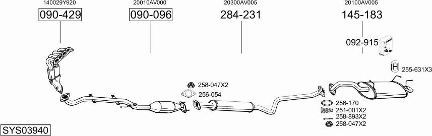 Bosal SYS03940 - Система випуску ОГ autocars.com.ua