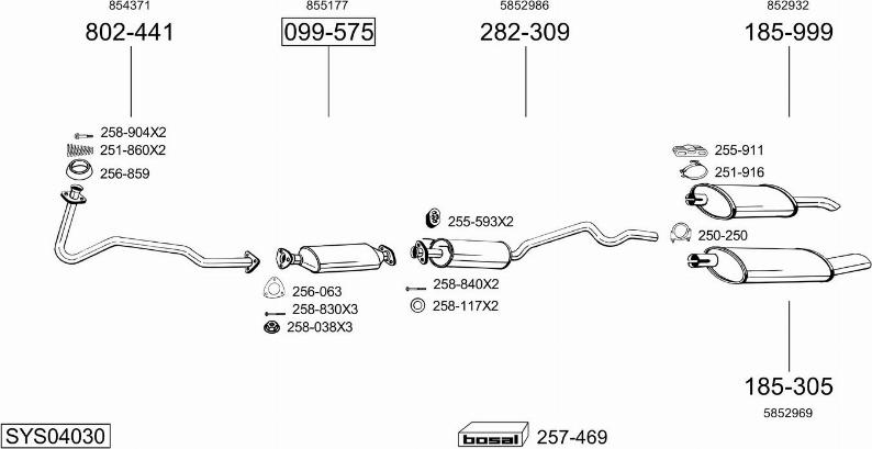 Bosal SYS04030 - Система випуску ОГ autocars.com.ua