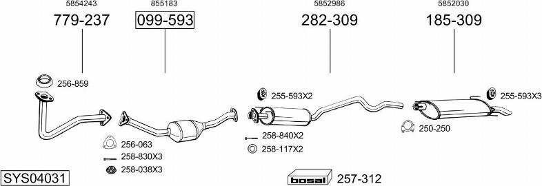 Bosal SYS04031 - Система випуску ОГ autocars.com.ua