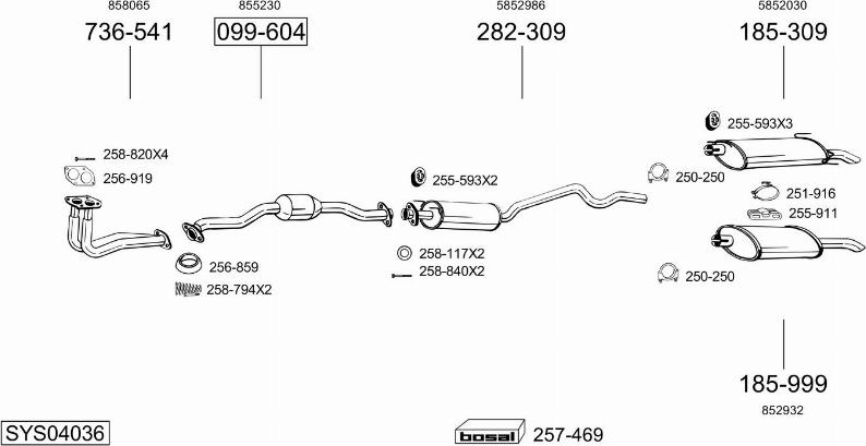 Bosal SYS04036 - Система випуску ОГ autocars.com.ua