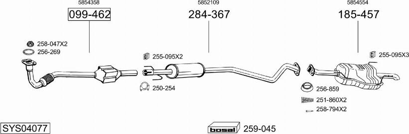 Bosal SYS04077 - Система випуску ОГ autocars.com.ua