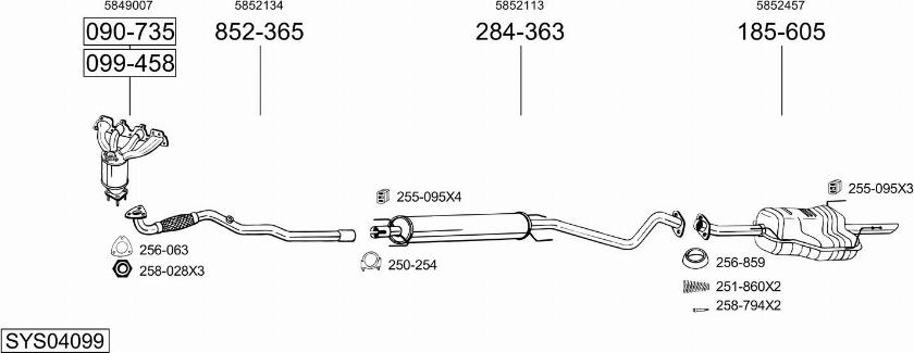 Bosal SYS04099 - Система випуску ОГ autocars.com.ua