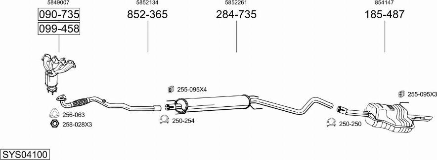 Bosal SYS04100 - Система випуску ОГ autocars.com.ua