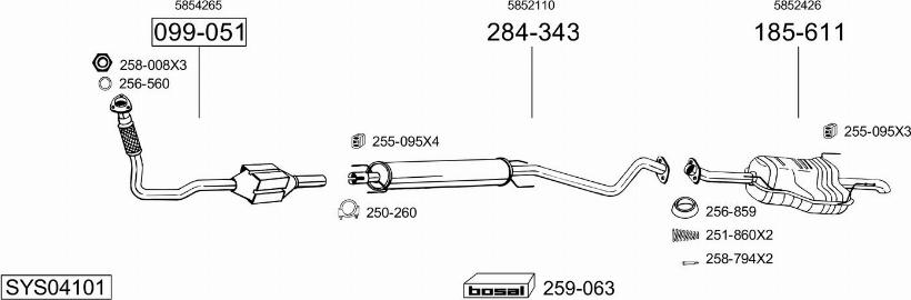 Bosal SYS04101 - Система выпуска ОГ avtokuzovplus.com.ua