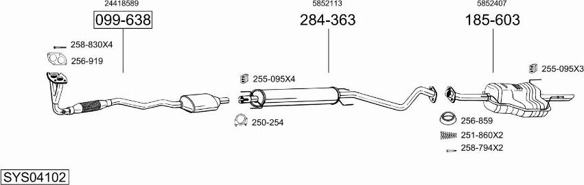 Bosal SYS04102 - Система випуску ОГ autocars.com.ua