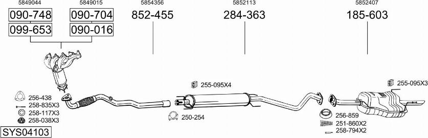 Bosal SYS04103 - Система випуску ОГ autocars.com.ua