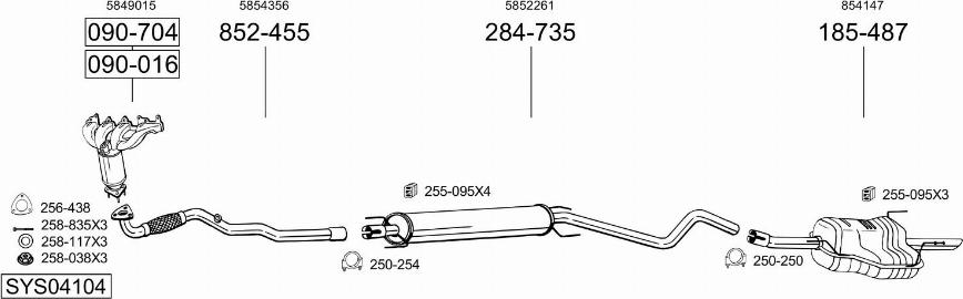 Bosal SYS04104 - Система випуску ОГ autocars.com.ua