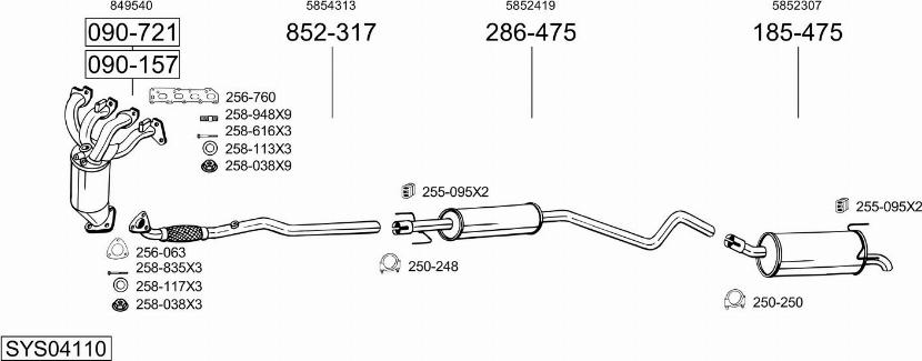 Bosal SYS04110 - Система випуску ОГ autocars.com.ua