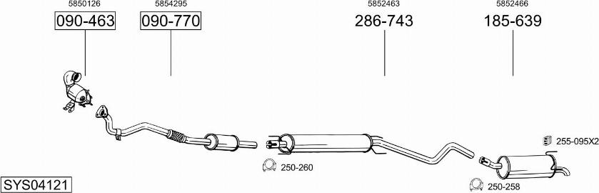 Bosal SYS04121 - Система выпуска ОГ avtokuzovplus.com.ua