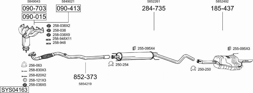 Bosal SYS04163 - Система випуску ОГ autocars.com.ua