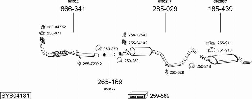 Bosal SYS04181 - Система випуску ОГ autocars.com.ua