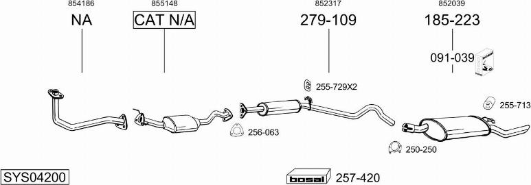Bosal SYS04200 - Система випуску ОГ autocars.com.ua