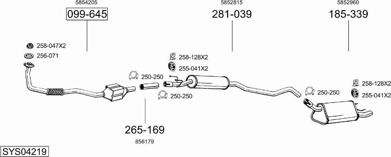 Bosal SYS04219 - Система випуску ОГ autocars.com.ua