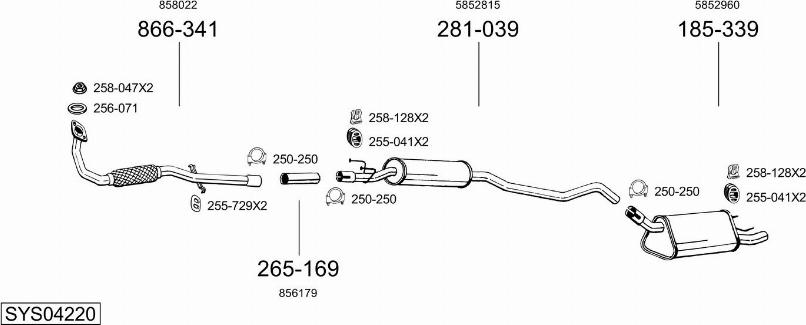 Bosal SYS04220 - Система випуску ОГ autocars.com.ua