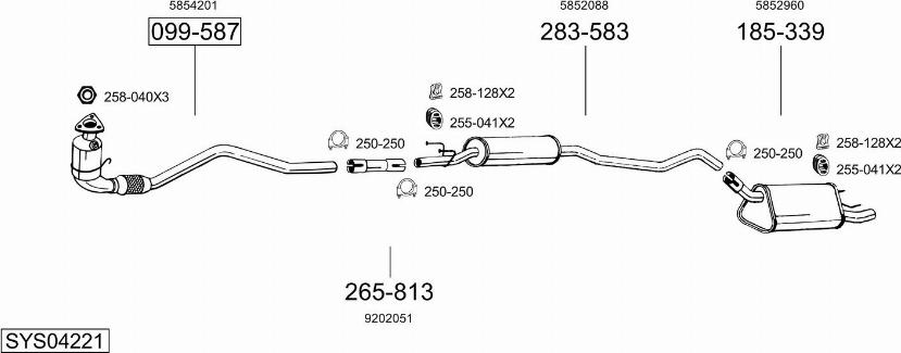 Bosal SYS04221 - Система випуску ОГ autocars.com.ua