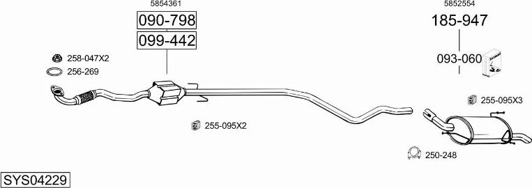 Bosal SYS04229 - Система выпуска ОГ avtokuzovplus.com.ua