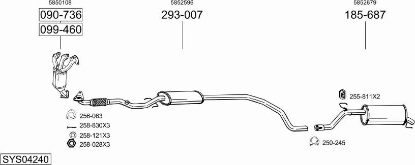 Bosal SYS04240 - Система випуску ОГ autocars.com.ua