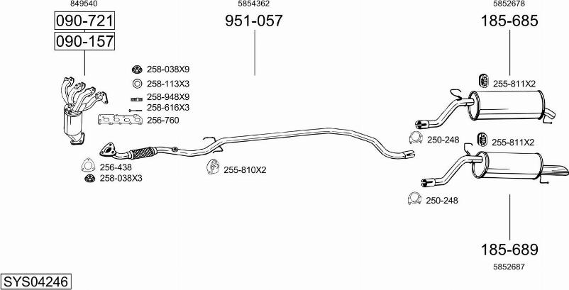 Bosal SYS04246 - Система випуску ОГ autocars.com.ua