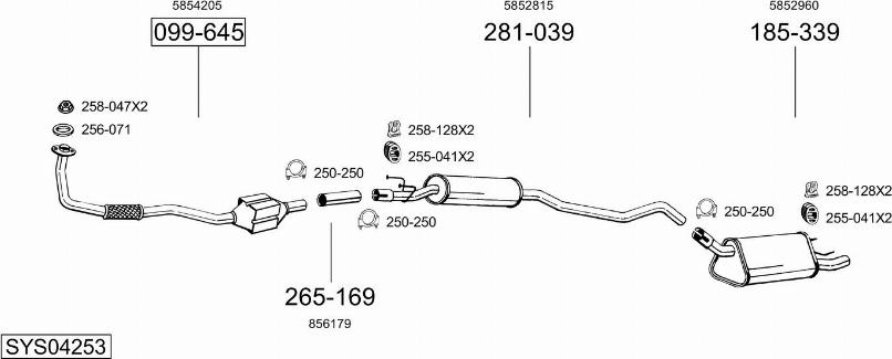 Bosal SYS04253 - Система випуску ОГ autocars.com.ua