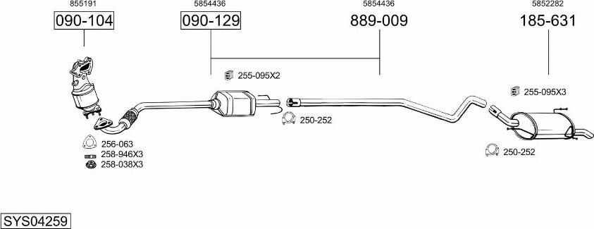 Bosal SYS04259 - Система випуску ОГ autocars.com.ua