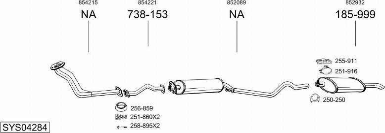 Bosal SYS04284 - Система випуску ОГ autocars.com.ua