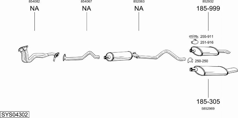 Bosal SYS04302 - Система випуску ОГ autocars.com.ua