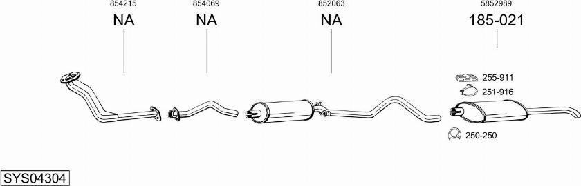 Bosal SYS04304 - Система випуску ОГ autocars.com.ua