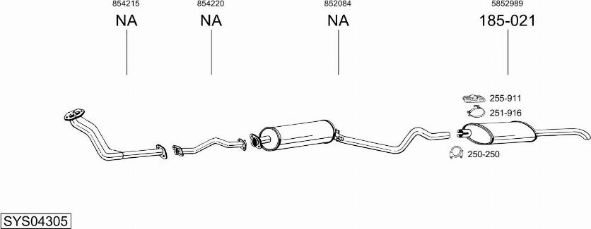Bosal SYS04305 - Система випуску ОГ autocars.com.ua